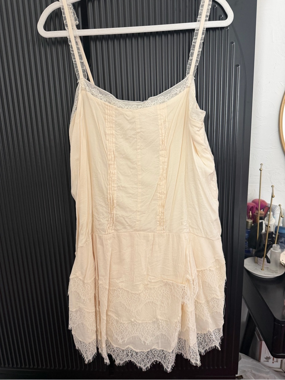 Reformation Cream Lace-Trim Slip Dress